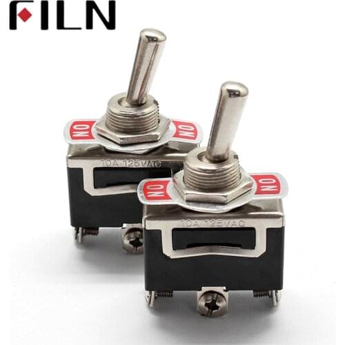 FILN 12mm 250V/10A Heavy duty spdt on on rocker switch black 3 screw terminal toggle switch