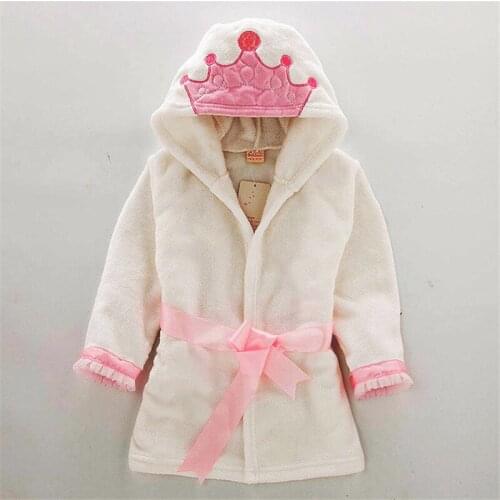 Toddler kids bathrobe fashion crown cosplay flannel robe for 6-48month child boys girls soft fur sleepwear home clothes