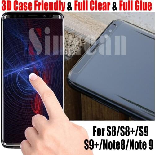 50pcs 3D Curved full clear Case friendly For Samsung Galaxy S9/S9 Plus/S8 Plus/note 8 3D Tempered Glass Screen Protector