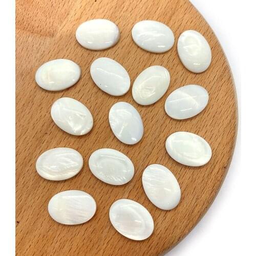 20pcs/pack Shell Cabochons Oval Shape Rig Face Natural Freshwater Pearl Shell White Color 13x18 Mm Size DIY for Making Rings