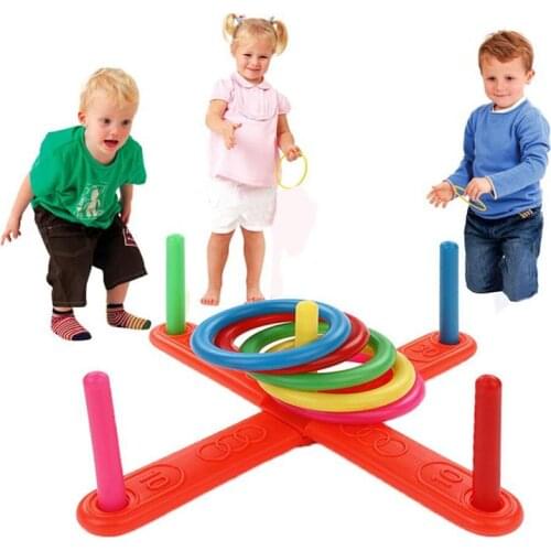 1 Set Outdoor Hoop Ring Toss Quoits Cross Garden Game Pool For Children Gift Plastic Ring Throwing Ferrule Funny Kids Sport Toys