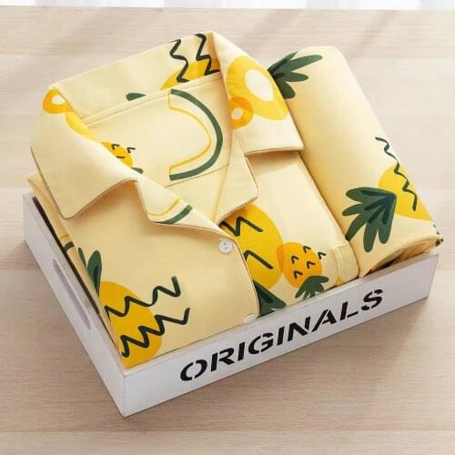 Cute 2 PCS Sleep Set Women Print Cartoon Pajamas Suit Soft Sleepwear Long Sleeve Nightwear Shirt&pants Home Clothes Big Size 3XL