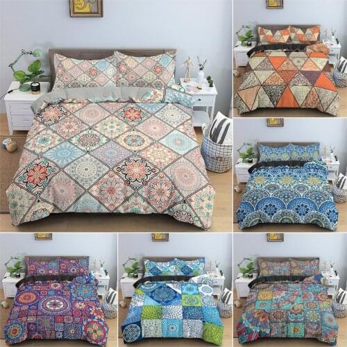 Bohemian Style Bedding Set 3D Floral Flowers Duvet Cover Set Luxury Quilt Cover For Bedroom Decor Queen Full Twin Bedclothes