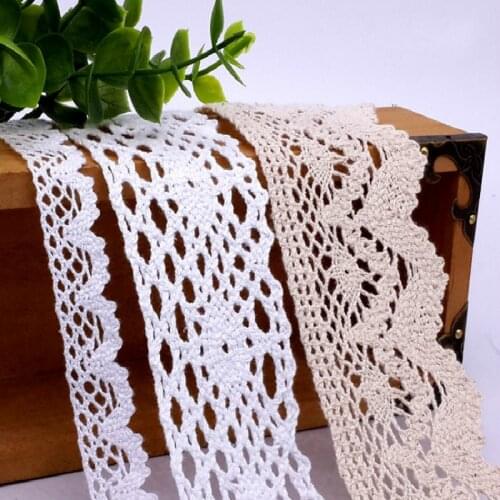 1 Meter White Color Patchwork Cotton Crocheted Lace Ribbon Apparel Sewing Fabric Material DIY Handmade Lace Fabric Accessories