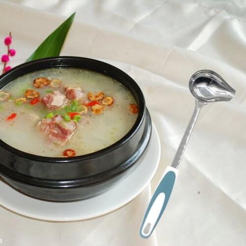 Stainless Steel Spoon Non Slip Good Grip Drizzling Pouring Soup Kitchen Cooking Sauce Spoon Long Handle Serving Spout Shape