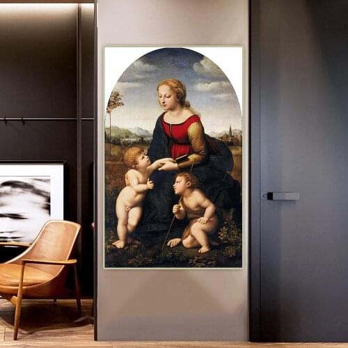 Madonna La Belle Jardiniere by Raffaello Santi Canvas Oil Painting Aesthetics Picture Backdrop Hanging Decor Home Decoration