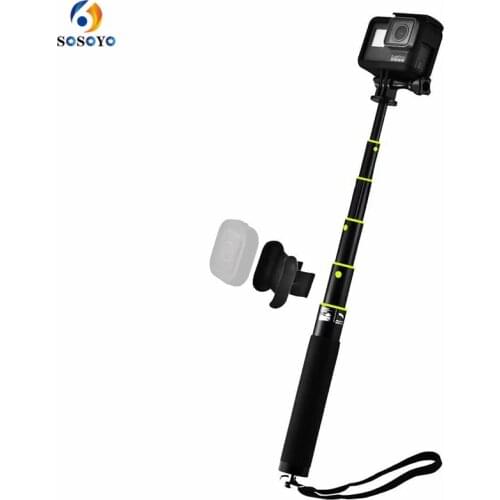 Metal Extendable Handheld Selfie Stick Monopod with Remote control clasp For GoPro Hero 8 7 6 5 SJCAM Dji Osmo Action Camera