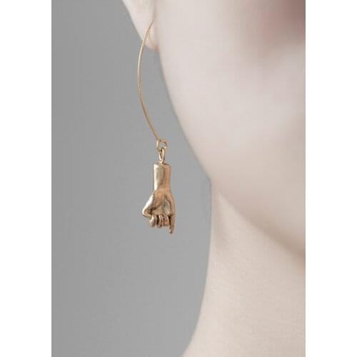 SRCOI Minimalist Gold Silver Color Hand Hoop Earrings Simple Abstract Metal Geometric Long Earrings Women Chic Party Bijoux