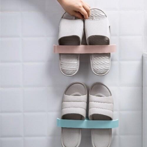 Bathroom Wall Mounted Slippers Hanger Shoe Organizer Family Storage Shoe Rack Punch-free Space Saving Hanging Shoe Box
