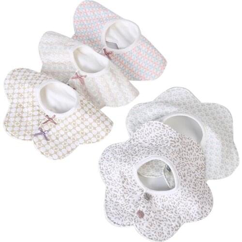 Baby Flower Bibs 360 Degree Rotation oft Bibs for Baby Girl Anti-Stain and Odor Resistant Neck Baby Bibs Drool Absorbent Bib Set