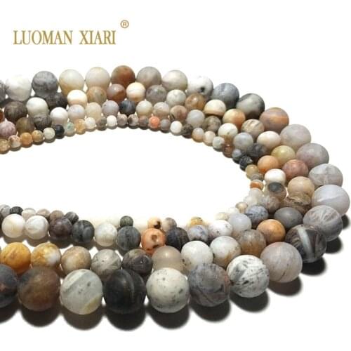 Wholesale Natural Dull Polish Bamboo Leaf Agates Stone Beads For Jewelry Making DIY Bracelet Necklace 4/6/8/10 mm Strand 15