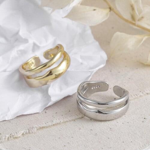 925 Sterling Silver High Polish Irregular Wave Opening Rings For Women Fashion Party Jewelry Gift Wholesale S-R513