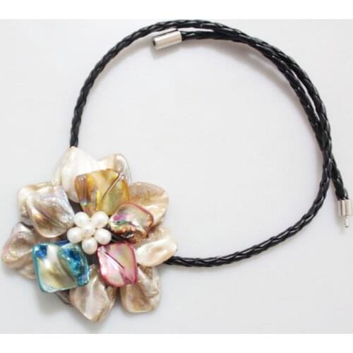Beauty 70mm Single Flower Necklace 18inches Baroque Shell Mother of Pearl Handmade Choose Color