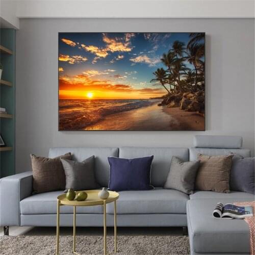 Poster Natural Sea Beach Landscape Wall Art Pictures Painting Wall Art for Living Room Home Decor No Frame