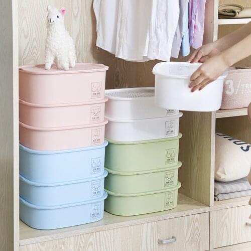PP Dustproof Creative Solid Separated Covered Pants Socks Underwear Storage Boxes Drawer Organizers For Clothing Wardrobe