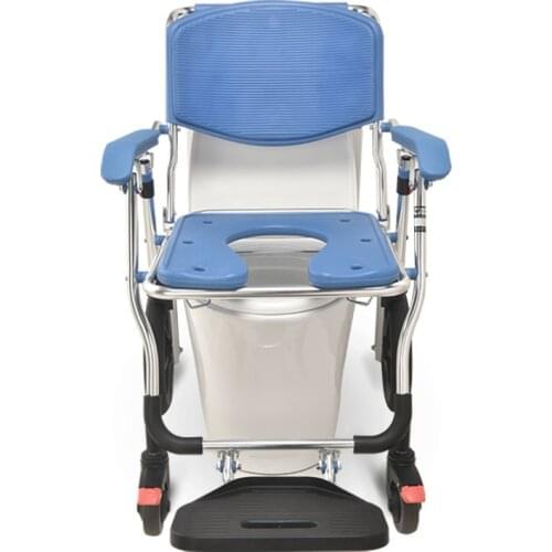 Portable bathing chair with reinforced pulley for the elderly, indoor mobile shower chair for the disabled, hemiplegic toilet