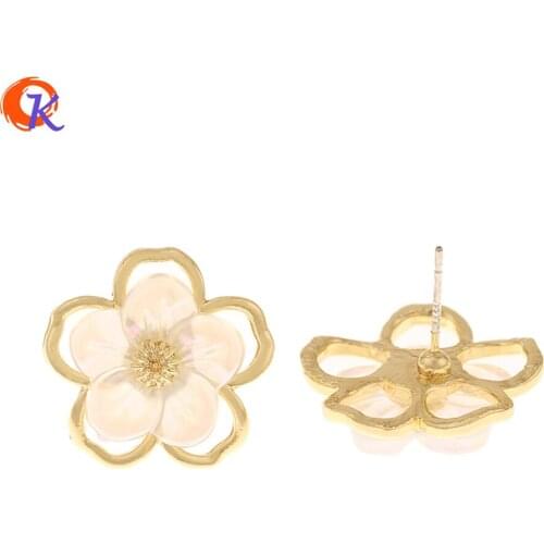 Cordial Design 50Pcs 21*21MM Jewelry Accessories/Earrings Stud/Hand Made/Flower Shape/Resin Effect/Earring Findings/DIY Making