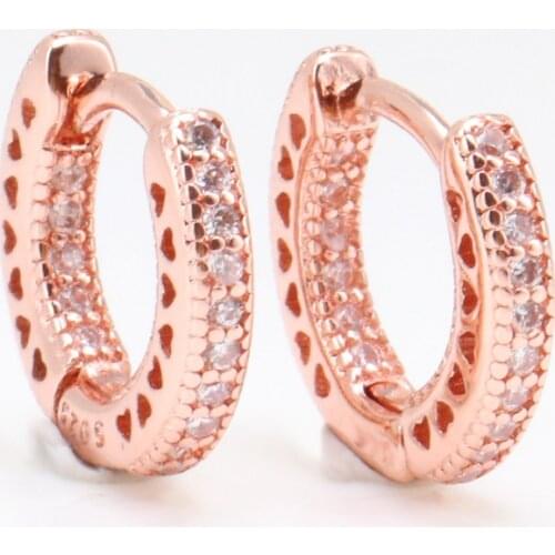 Hot Fashion S925 Sterling Silver Rose Gold Color Hollowed Out Love Earrings For Women Authentic Original Jewelry Gift