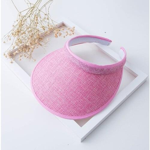 Summer Women Sun Hat Empty Top Visor Female Sunhats Straw Travel Beach Big Wide Brim Cap Seaside Shade Girls Solid Casual 2019