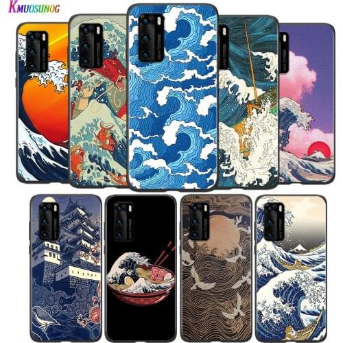 Silicone Cover Japanese Wave Art for Huawei P30 P20 P40 Lite E Pro P Smart Z Plus 2019 2020 P10 Lite Phone Case