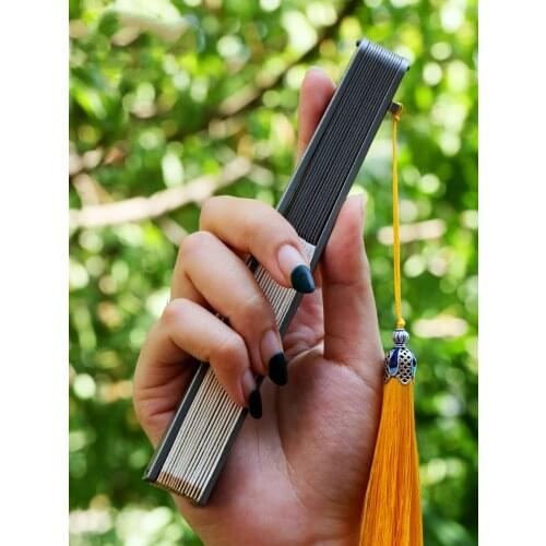 Titanium Alloy Folding Fan Four / Five / Six Inch Metal Iron Kung Fu Steel Bone Martial Arts Tai Chi EDC Self-defense