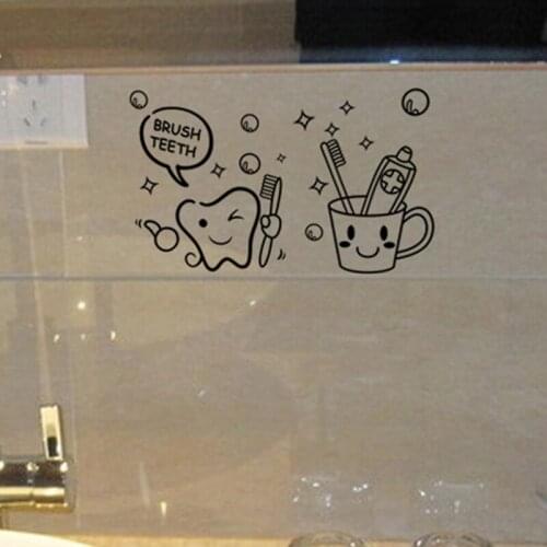 Modern Lovely Cost Price Brush Teeth Cute Home Decor Wall Stickers Kids Bathroom Washroom Laundry Room Waterproof Mural Art