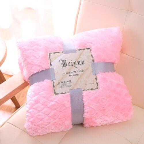 Super Soft Coral Fleece Blanket Solid Color Bedroom Bedspread Sofa Bed Throw blanket Portable Car Airplane Travel Cover Blankets