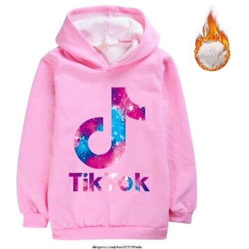 Tik Tok Girl T-Shirts Hoodie Autumn Winter Cotton Cartoon Full Seleeve Hooded Boy T-Shirt Kids Clothes Childrens Clothing 2-12y