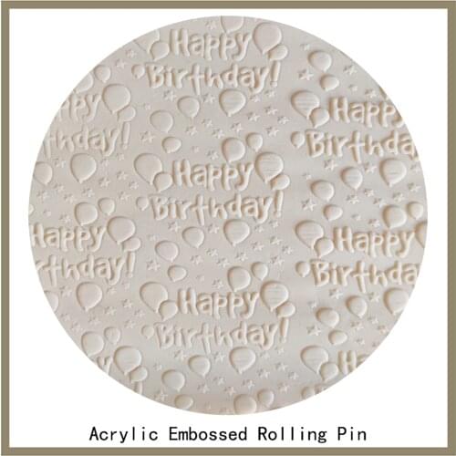 Fondant Decoration Non-stick Sugar Cookies Clay Art Projects Acrylic 3D Embossed Rolling With Happy Birthday Pattern