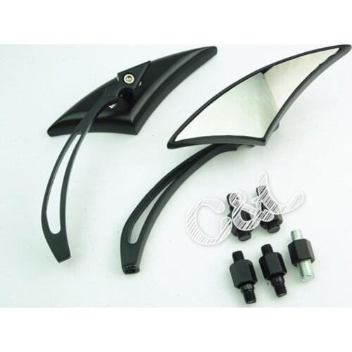 Universal Black Motorcycle Triangle Custom Rearview Side Mirrors Fit For Honda Yamaha Suzuki Kawasaki Harley