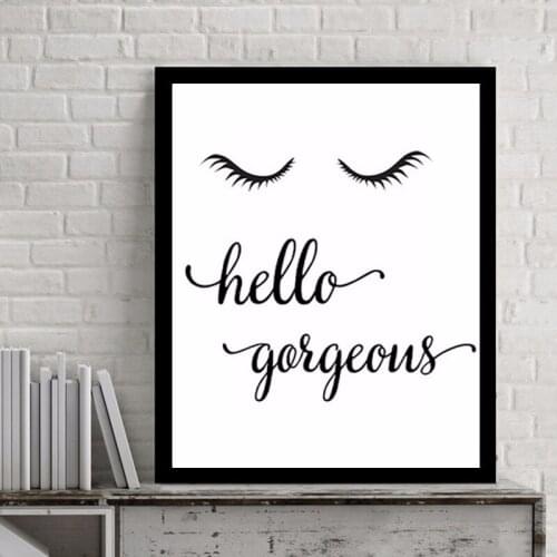 Wake Up And Be Awesome Print Fashion Makeup Eyelash Print Printable Art Canvas Painting Wall Art Print Poster For Girl Room