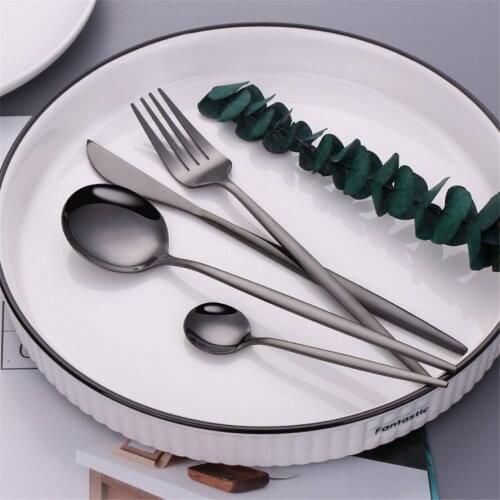 Mirror Black Forks Spoons Knives Tableware Steel Cutlery Set Stainless Steel Silverware Set Gold Chopstick Spoon Knife Fork Sets