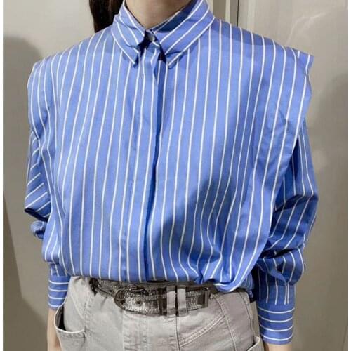 Women Shirt 2020 Autumn and Winter New Striped Long-sleeved Shirt