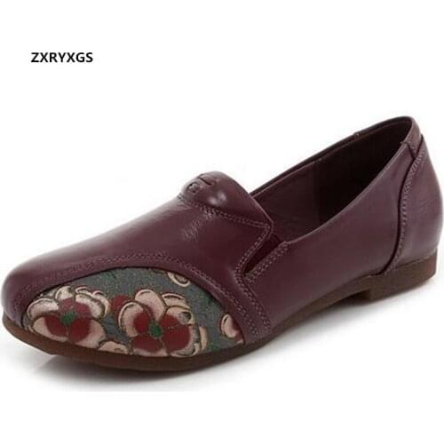 New Top Soft Cowhide Spell Colors Printing Women Leather Shoes Fashion Flats Soft Sole Comfortable Casual Flat Shoes Large Size