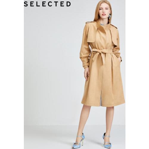 SELECTED Womens Stand-up Collar Long-sleeved Cardigan Trench Coat S|4201P3502