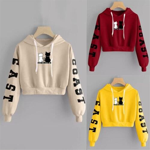 Korean womens hooded sweater short two-dog print casual sports long-sleeved hooded sweater multi-size женские свитера 50