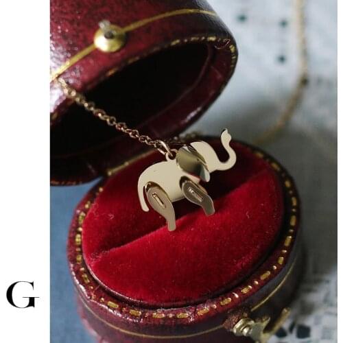 GHIDBK Gold Color Metal Baby Elephant Necklaces Geometric Animals Titanium Steel Necklace For Women Mininalist Charm Jewelry