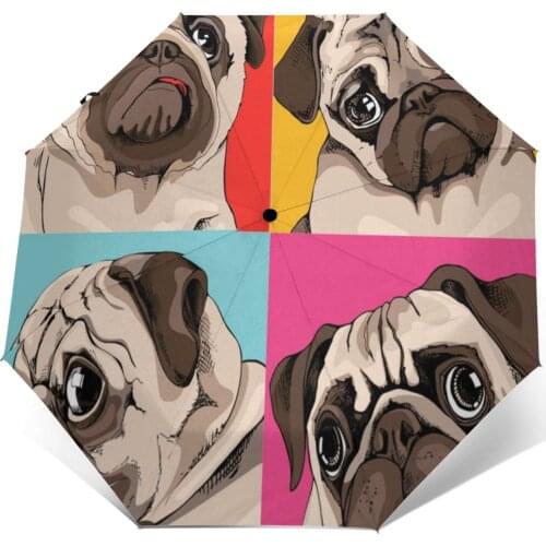 Sunny Umbrella Sleepy Succulent Pug Automatic folding portable men women umbrella Sunscreen rain Windproof beach parasol