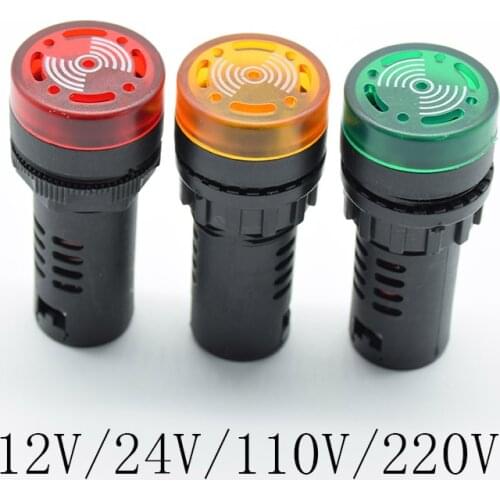 1pc Panel Mount 22mm led Indicator buzzer 12V 24V 110V 220V light led buzzer red green yellow LED lamp Signal Lamp