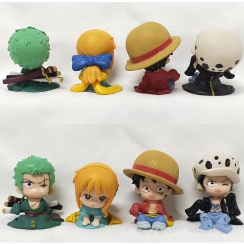 4pcs/Set One Piece Antistress Fidget Toy Anime Q Version Luffy Roronoa Zoro Nami Sanji PVC Figures Toys Kawaii Dolls Kid Gift