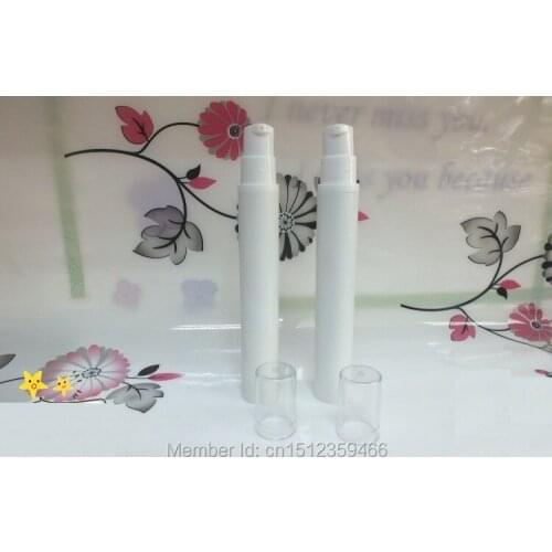 5ML 10ML 15ML White Airless Bottle with Lotion Pump, Cosmetic Essence Packaging Bottle With Transparent Cap, 50 Pieces/Lot