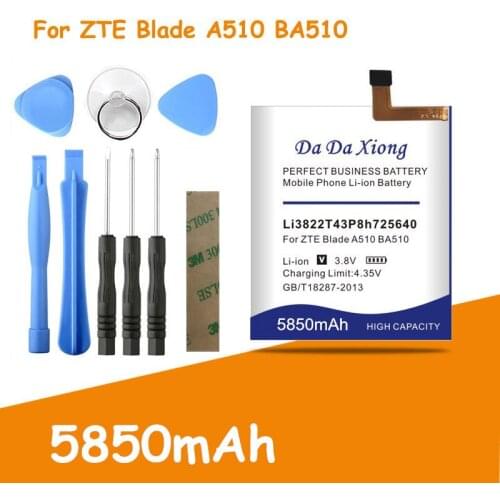 High capacity 5850mAh Li3822T43P8h725640 Battery for ZTE Blade A510 BA510 Replacement batteries + free tools