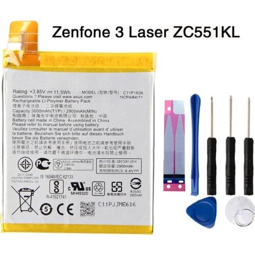 Original High Capacity C11P1606 Phone Battery For ASUS Zenfone 3 Laser 5.5" ZC551KL 3000mAh