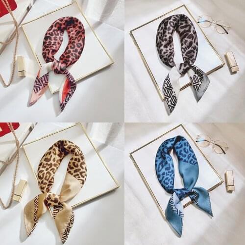 Aurdolf 2020 new fashion scarf women silk leopard print stripe square foulard ladys neck hair scarf printed girl hair scarves