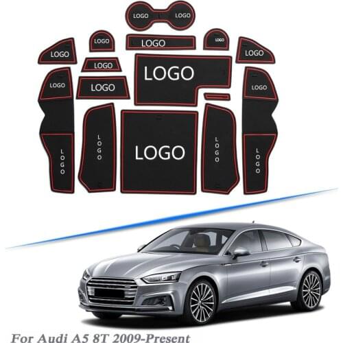 Brand LOGO Car Styling For Audi A5 8T 2009-Present Gate slot pad Interior Door Groove Mat Non-slip dust Mat Auto Accessories