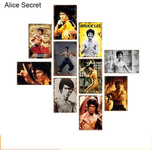 Bar Decor Bruce Lee Metal Tin Sign Home Decor Metal Plates Garage Shop Pub Decor Cool Bruce Lee Metal sign Wall metal decoration