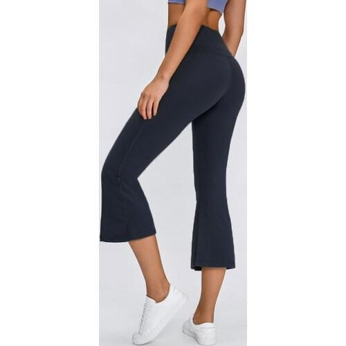 Flared Wide-leg Yoga Pants Fitness Leggings Push up Capri Leggin High Waist Cropped Pant Stretch Slim Workout Trousers Gym Tight
