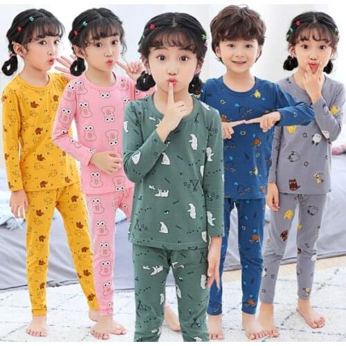 2-12 Years Boys girls animal pyjamas cotton Winter nightwear pijamas kids clothing Set Dinosaur pajamas baby sleepwear pajamas