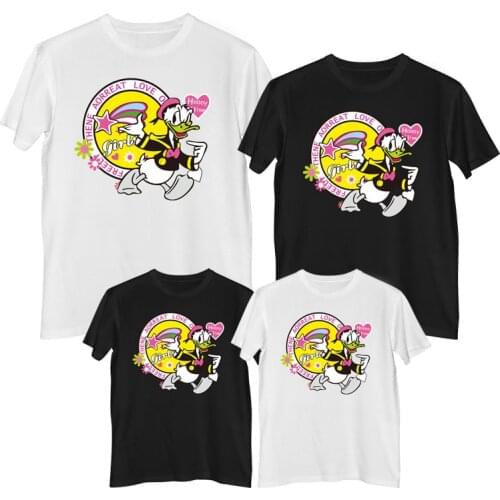 Disney Donald Duck Daisy Duck Tshirt 100%cotton Fashion Men Women tee shirt T-shirts for girls boys clothes Family clothing sets