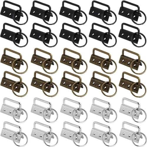 Key Chain Hardware, 30 Pieces Wristlet Hardware, Lanyard Blanks, Clamp Clasp Pendant for Bag Wristlets and Hand Crafts